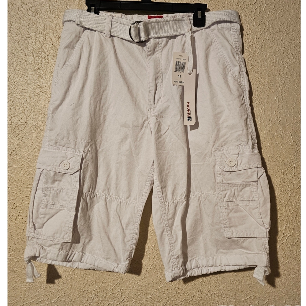 mark. White Cargo Shorts with Relaxed Fit